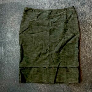 Cotton Army green Cotton pencil skirt w/ some stretch. Back zipper, knee length